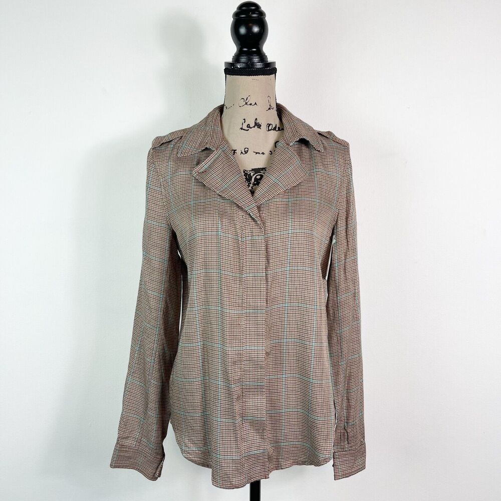 Rag & bone NWT Women's Tan Multi Field Plaid Shirt Size S - Picture 3 of 9